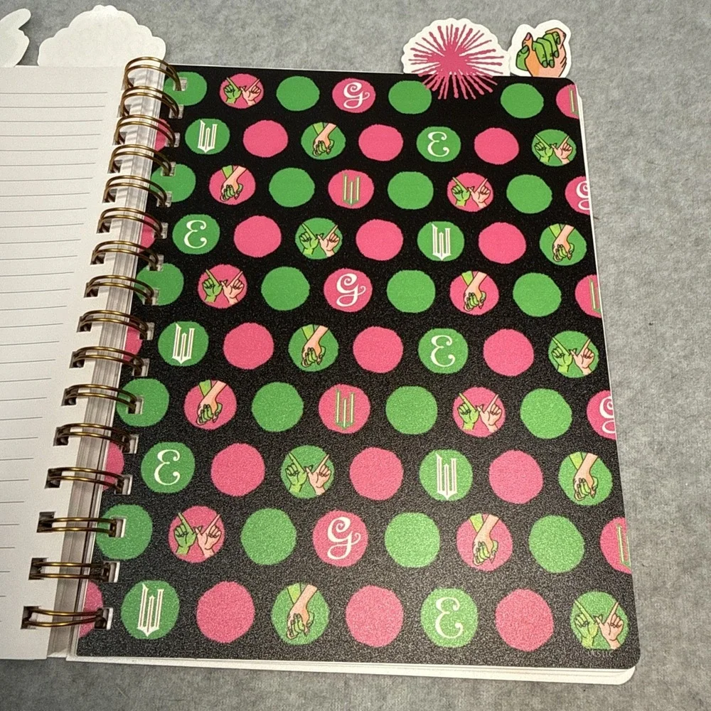 Universal Studios Wicked Glinda Spiral Notebook Tabs Journal Pink 6x9